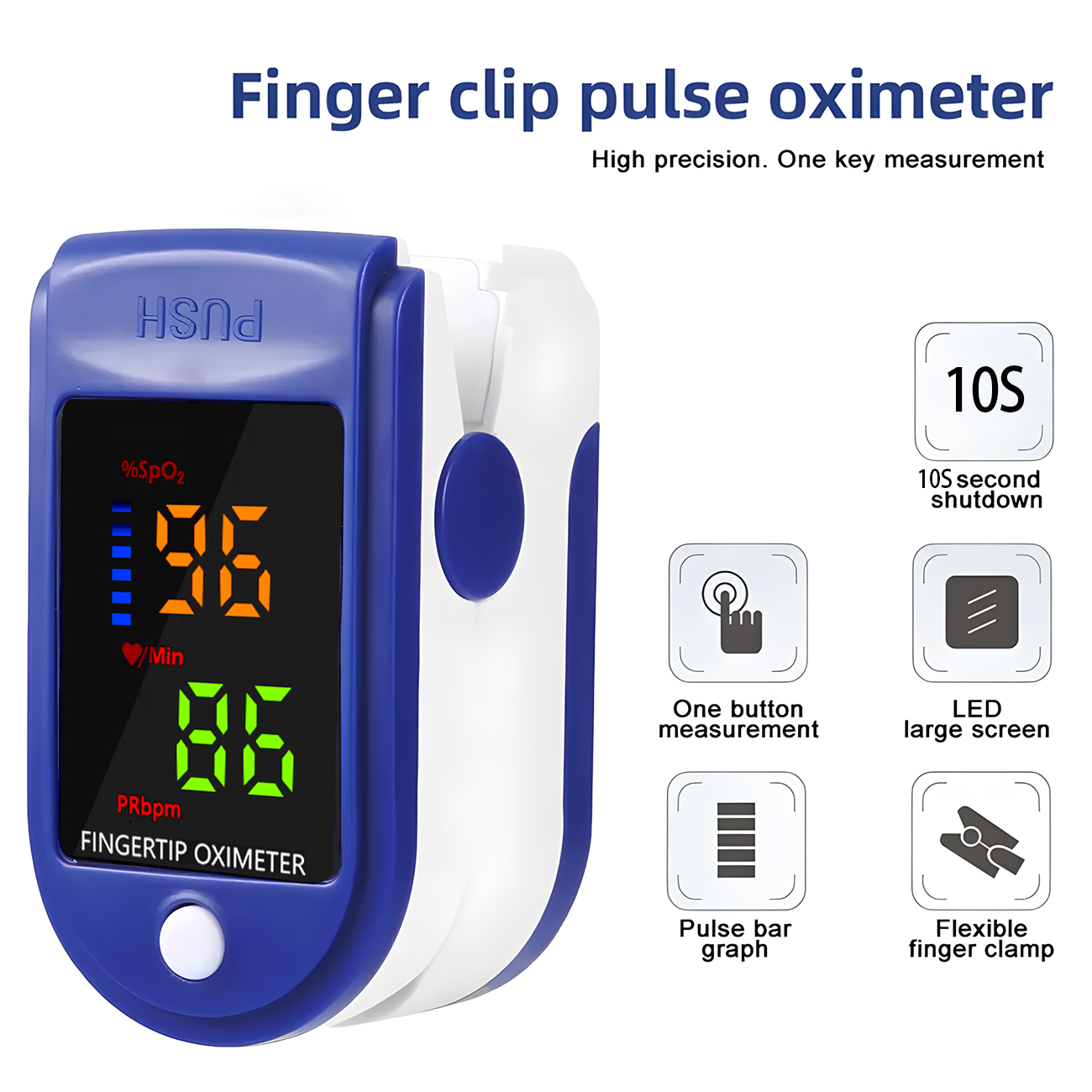 Oxygen Saturation Monitor Fingertip - Digital Finger Pulse Oximeter TFT Medical