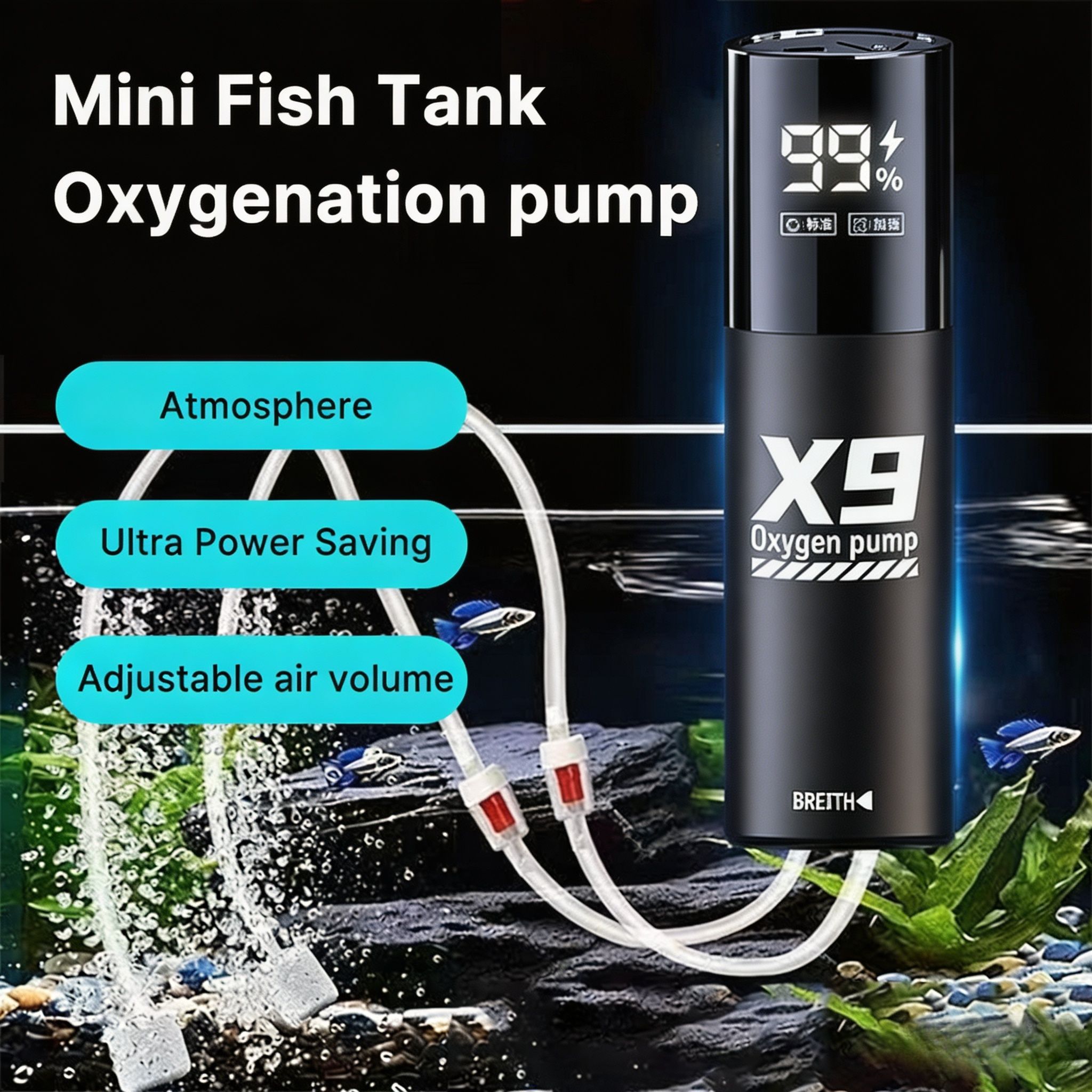 Aquarium Fish Tank Oxygen Pump - Portable Oxygen Concentrator Battery ulasan dan harga