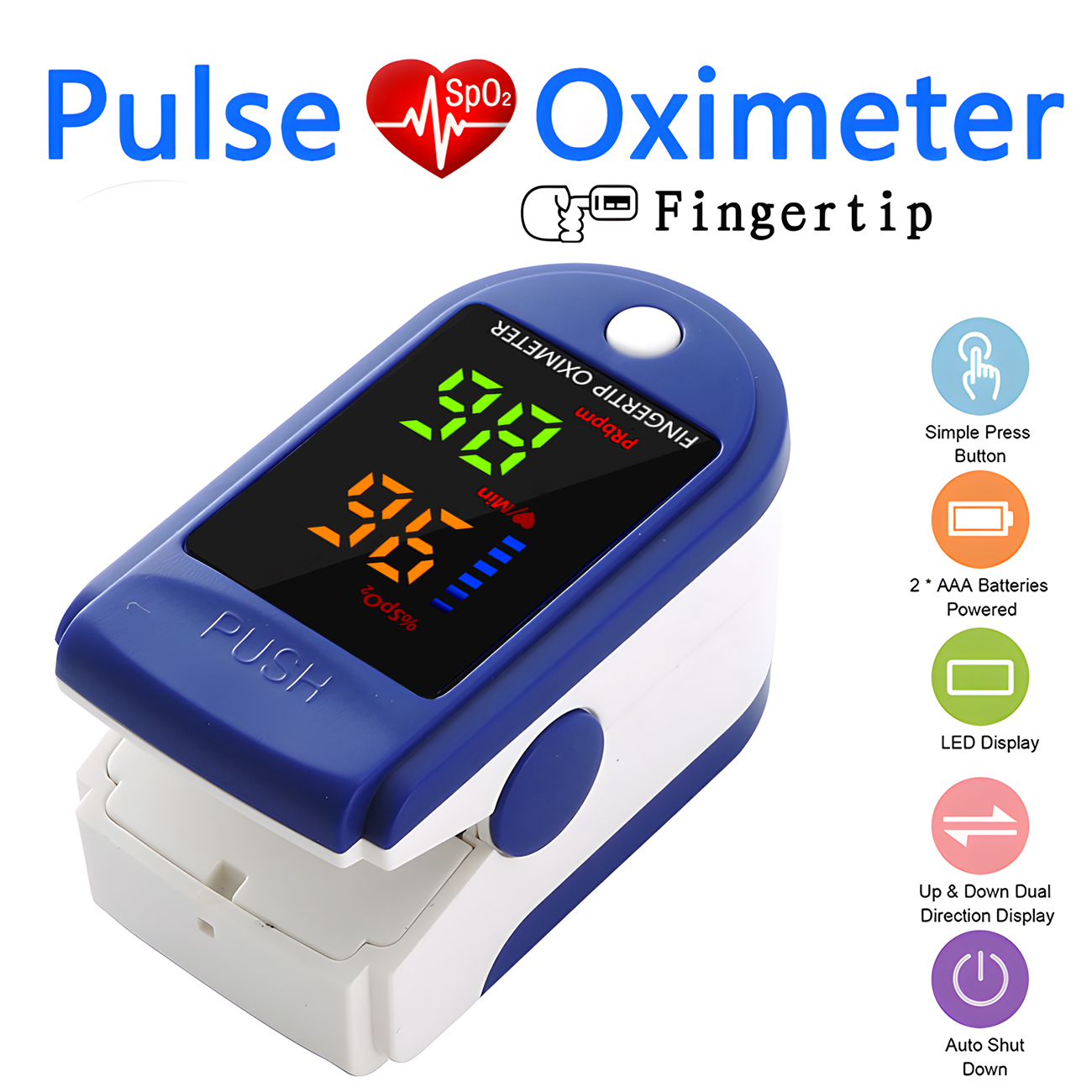 Portable 4 Colors Oximeter Fin - Oxygen Saturation Monitor Fingertip ulasan dan harga