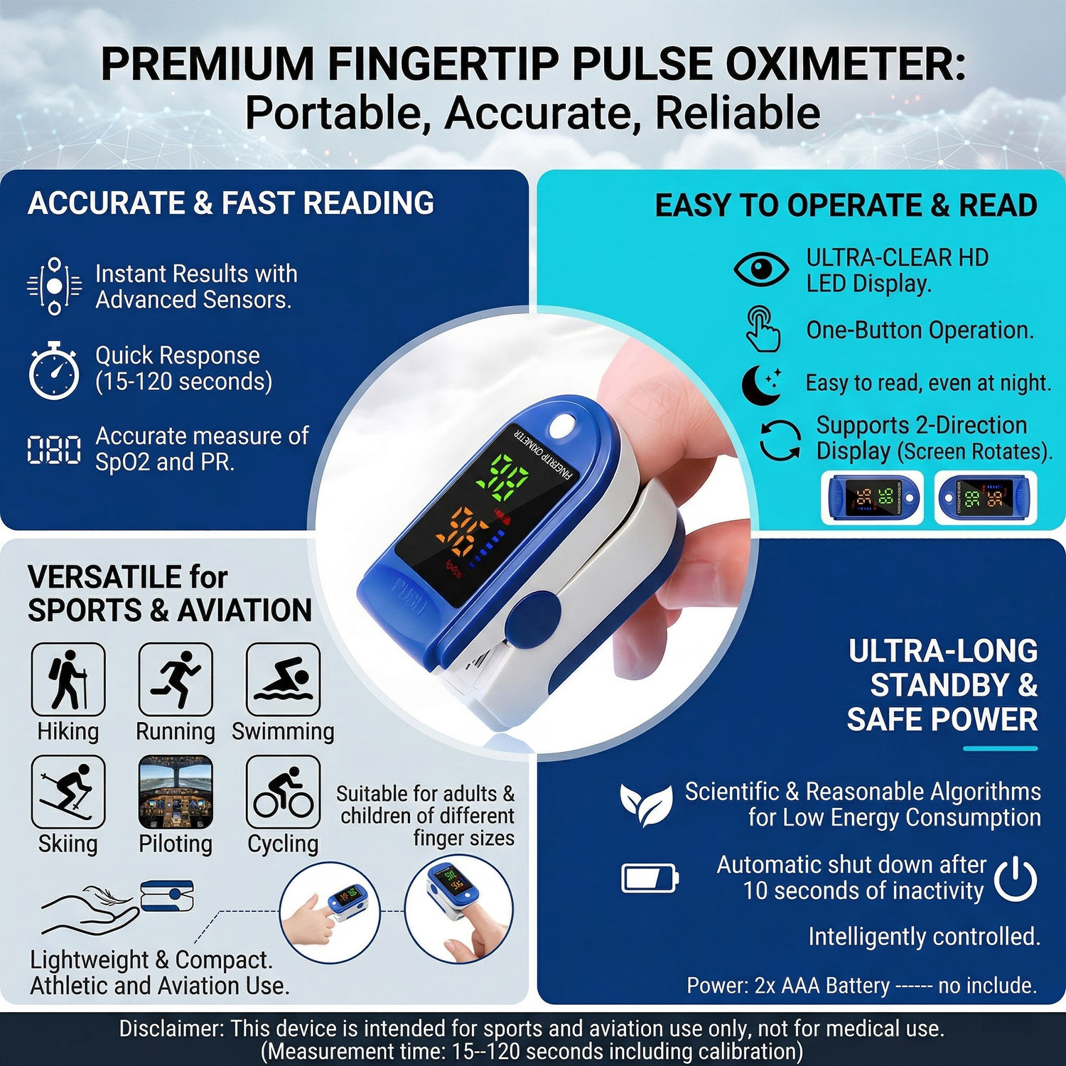 Oximeter Portable Fingertip Pu - Oxygen Saturation Monitor Fingertip ulasan dan harga