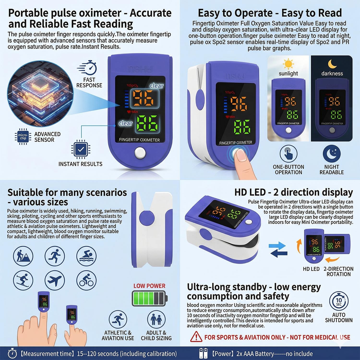 Oximeter Portable Fingertip Pu - Oxygen Saturation Monitor Fingertip ulasan dan harga