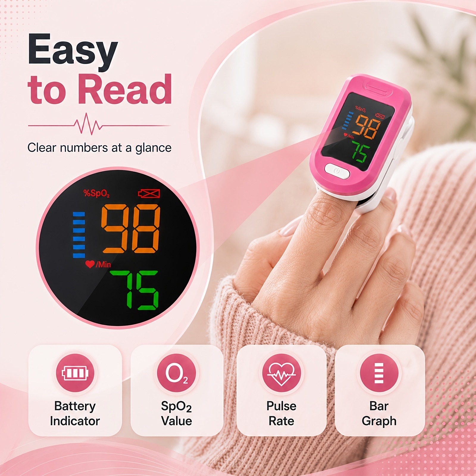 Fingertip Pulse Oximeter SpO2  - Oxygen Saturation Monitor Fingertip ulasan dan harga