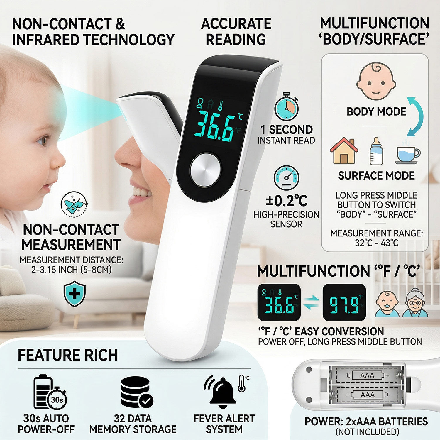 Medcial Forehead Thermometer F - Oxygen Saturation Monitor Fingertip ulasan dan harga